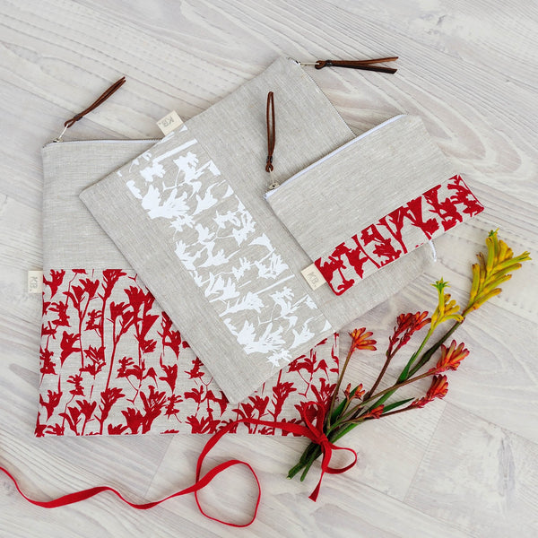 Set of Kangaroo Paw Print Accessory Bags