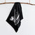 100% linen hand screen printed white gum nut on black tea towel by Krystol Brailey Designs