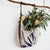 100% linen hand screen printed navy gum nut market bag with braided leather straps by Krystol Brailey Designs