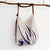 100% linen hand screen printed navy gum nut market bag with braided leather straps by Krystol Brailey Designs