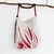 100% linen hand screen printed red gum nut market bag with braided leather straps by Krystol Brailey Designs
